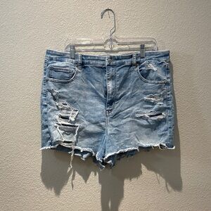 American Eagle Outfitters Light Blue Distressed Jean Shorts Size 18